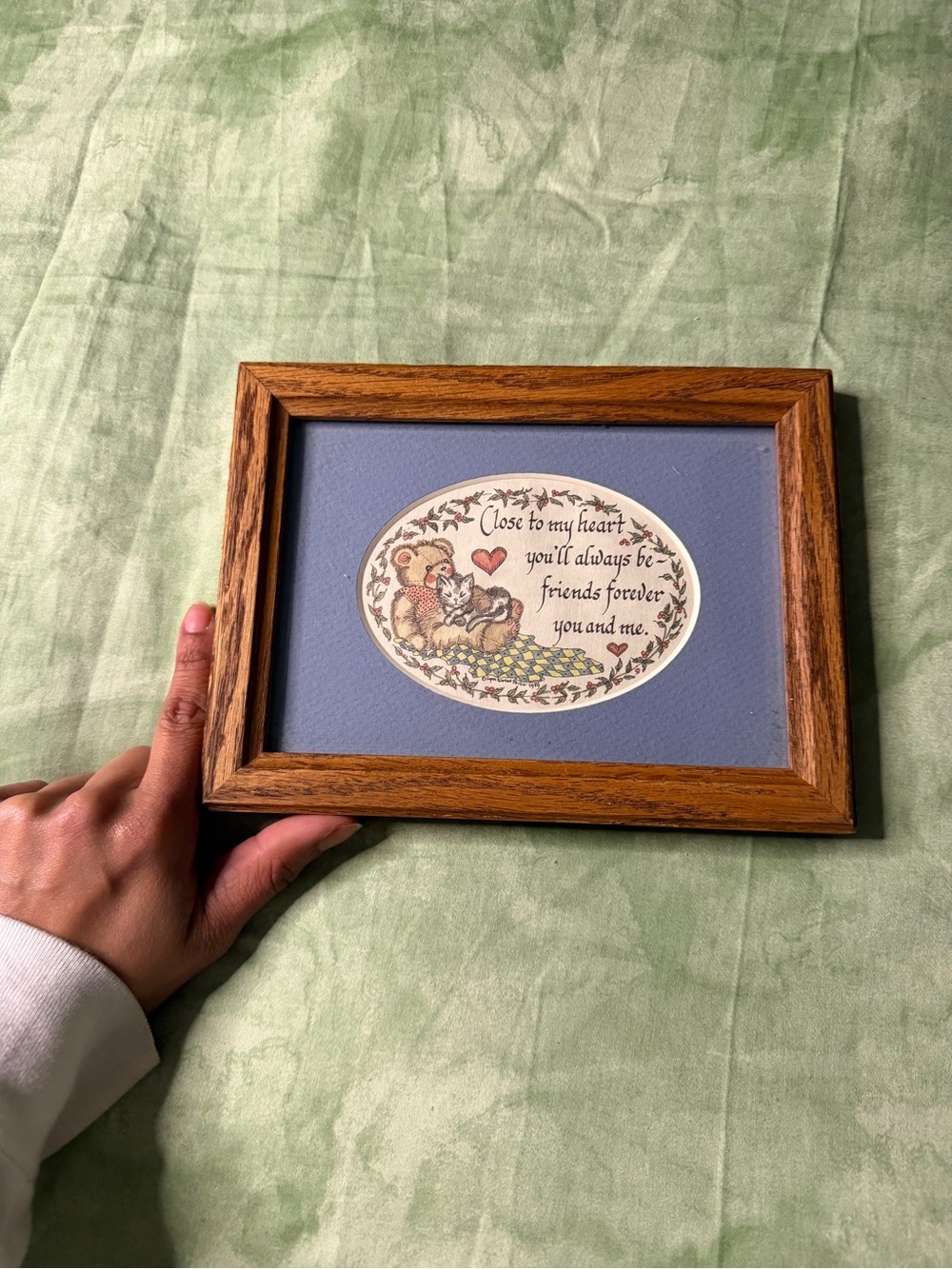 Vintage Framed Teddy Bear Friends Forever Picture